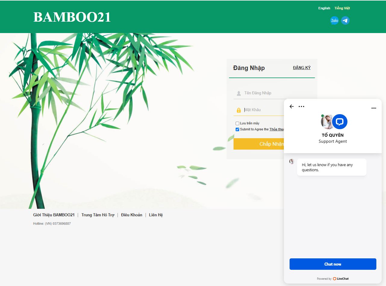 hướng dẫn nạp tiền BAMBOO21